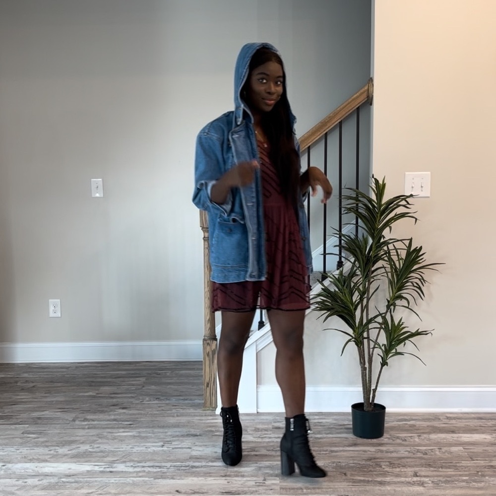 Vintage Denim Jacket with Removable Hood